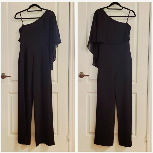 Vince Camuto Cape Overlay One-shoulder Jumpsuit - Picture 4 of 8